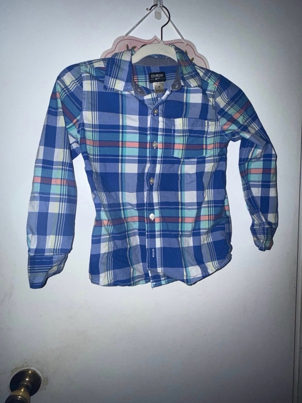 OshKosh B'gosh Blue Plaid Button-Down Shirt with Teal Accents